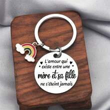 1pc Elegant Rainbow Stainless Steel "I Love You Mom" Keychain, Suitable For Christmas, Birthday, Valentine's Day, Mother's Day, Easter, Thanksgiving, Wedding, Unisex Bag Accessories Lanyards With Id Holder Car Accessories Bag Charms Gift