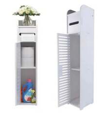 Rigogo 4-Tier Tall Bathroom Cabinet With Door & Drawer - Floor Standing Storage Organizer With Toilet Roll Holder & Shelves | Slim Design For Toilet, Bathroom, Kitchen | Freestanding, Easy Assembly, L 16 Cm X W 17 Cm X H 81 Cm - 白色 - 查看 1