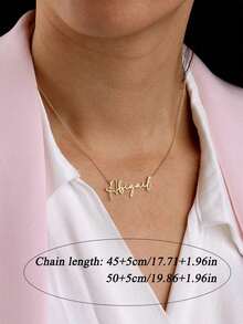 1 pieza Collar con nombre personalizado, joyería de moda de Halloween, collar con colgante de nombre personalizado de acero inoxidable color oro, collar con letra de nombre en inglés personalizado, regalo de Halloween, regalo personalizado único - Dorado - Ver 6