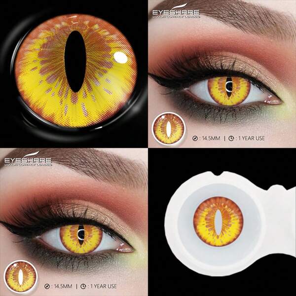EYESHARE 1 Coppia di Lenti a Contatto Colorate Eyeshare, Lenti a Contatto Cosplay Gialle, Lenti a Contatto Multicolore Blu per Occhi, Accessori Anime, Lenti Colorate per Costume di Ognissanti Cosplay
