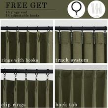 6 Panels Natural Pinch Pleated Semi-Shading Curtains Textured Linen Blended Window Curtains For Living Room Bedroom Pinch Pleat Drapes With Hooks - 綠色 - 查看 6