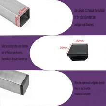 5/8/10个装黑色塑料塞帽，方管家具腿防尘罩，桌椅钢制脚垫保护套 - 黑色 - 查看 11