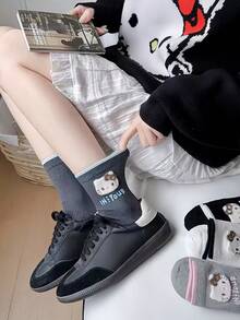 Sanrio 3/4 Pairs Cute Hello Kitty Socks, Girls Home Warm Socks, Mid-Calf Socks Suitable For Autumn/Winter - Multicolor - View 6
