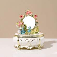 1pc Enamel Crafted Jewelry Box, Creative Princess Vanity Trinket Organizer With Mirror, Jewelry Storage Box, Birthday Gift - Nordic Style - View 9
