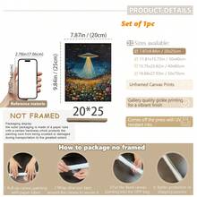 1件，帆布壁挂，带框墙饰，复古太空飞船，UFO野花墙饰，复古花卉油画，花卉外星人信徒墙饰——一份巧妙又时尚的礼物。复古家居装饰，适用于房间装饰、卧室装饰、宿舍装饰、客厅装饰。 - 彩色 - 查看 19