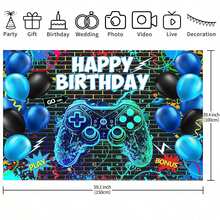 1 pièce Bannière de fond pour fête d'anniversaire thème jeux vidéo, bannière pour table de gâteau, photobooth, décoration de fête d'anniversaire thème jeux, fournitures de fête