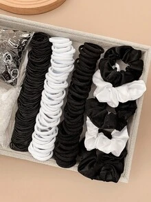 1109pcs/Set Women's Brown Tone Hair Accessories Set, Fashionable Satin Scrunchies, High Elastic Seamless Hair Ties, Unique Caramel Color Disposable Hair Bands, Stretchy Ponytail Holders, Minimalist Style For Casual, Party, Daily Use (No Gift Box)