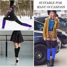 Long Leg Warmers Women 24 Inch Over Knee Knit Ribbed Leg Warmer Stirrup Yoga 80s Party Dance Ballet Supply - Black, Purple, Sapphire - View 5