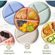 Divided Plates Adults 8 Packs Unbreakable Plate Sectioned With Dividers, 9 Inch Plastic Food Separator Dinner Plates Lightweight Compartment Reusable Microwave - 8 Màu Trộn - 9 Trong 8 Gói - Xem 4
