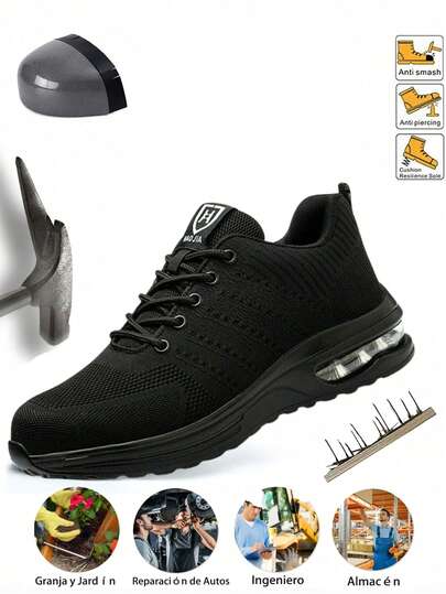 Zapatos De  Calzado de laboral antigolpes, antipuñaladas y transpirable e Fibra De Kevlar De Acero Ligero Granja y Jardín Reparación de Autos Ingeniero Almacén