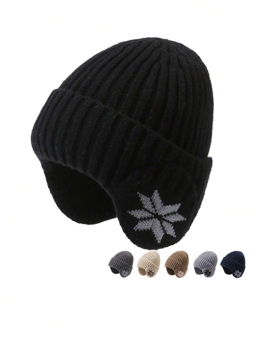 1pc Knitted Hat With Thermal Lining, Thick Warm Winter Cycling Ear Muff Neck Warmer Face Mask - A - View 1