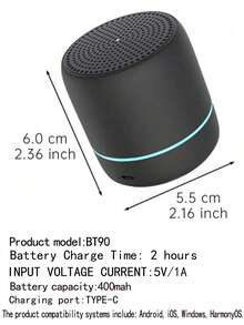 Wireless Portable Mini Breathing Light Bluetooth Speaker With Lanyard, Built-In Rechargeable Battery - Multicolor - View 12