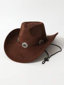 1 Peça Corrente Decorativa de Cintura de Moda Feminina, Chapéu de Cowboy de Alta Qualidade, Estilo Ocidental Europeu e Americano, Chapéu Fedora Minimalista da Moda, Unissex, Adequado para Uso Diário, Festas, Eventos de Temática Ocidental, Reuniões, Cosplay, Cerimônias de Formatura, Bailes de Máscaras, Festivais, Comemorações de Aniversário, Festivais de Música, Caminhadas - cartola - Visão 2