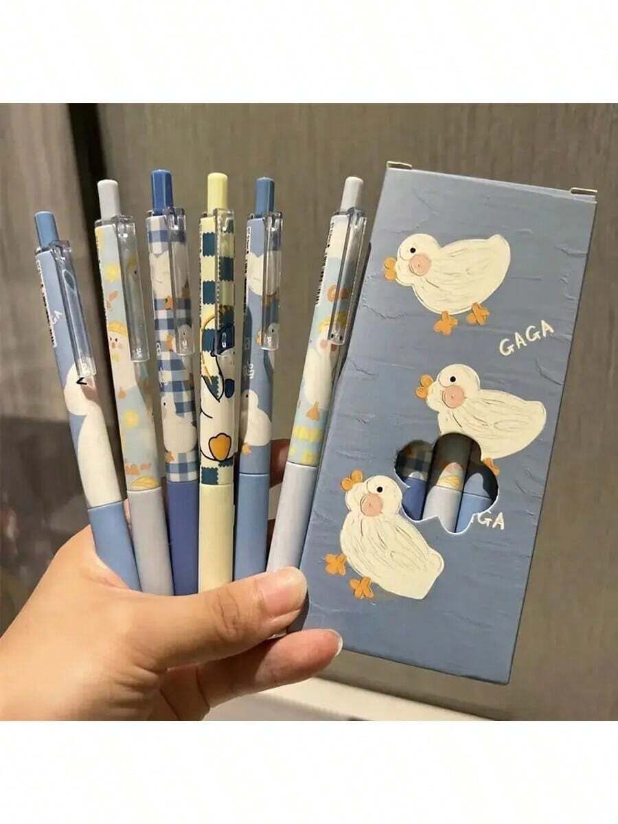 6 支装，可爱鸭子凝胶笔 ST 笔尖黑色墨水压感笔，开学季可爱凝胶笔圆珠笔凝胶笔书写文具，青少年成人家庭教室办公室书写笔笔记笔，多用途，期末考试书写笔，期末节日文具礼品套装，音乐笔，可爱玩具，教师用笔，学校>工具，凝胶笔套装，圆珠笔，可爱凝胶笔，新奇笔，可爱礼物 - 彩色 - 查看 1
