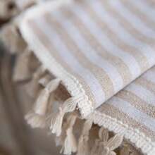 Boho Curtain 84 Inches Length, Beige Stripes Print Curtain With Handmade Tassels, Rod Pocket Window Treatment Vintage Rustic Bohemian Farmhouse Drape For Bedroom 1 Panel 59" W X 84" L - 米色條紋59寬x84公升1包 - 查看 8