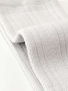 1 Pair Girls' Solid Color Knee High Socks With Ruffle Trim, Autumn/Spring