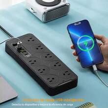 8-Port Multi-Plug With 3 USB Ports, 1 Type-C, 2-Meter Cable - US A Type Plug(110-127V) - View 3