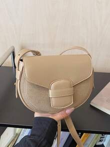 Bolso bandolera de mujer de PU con cierre magnético de solapa, bolso bandolera minimalista y versátil, bolso de mano portátil para ir al trabajo