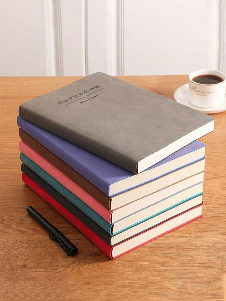 1pc A4 Size Soft Leather Notebook, Lined, Minimalist Design, Suitable For Business, University Students - Multicolor - View 9