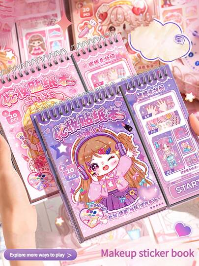 1 件 3D 娃娃屋贴纸书，适合女孩，微型 DIY 场景，儿童文具，卡通公主装饰，即时撕下粘贴，适合儿童的完美礼物