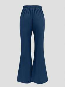 1 Set Solid Color V-Neck Short Sleeve Top And Split Leg Pants Lab Coat Nurse Scrub Uniform Scrubs Outfit, Suitable For Pet Hospital, Clinic, Private Care Work Scrub Uniform Top And Pants With Pockets - 深邃藍 - 查看 8