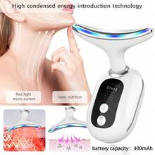 Electric Neck Face Lifting Massager EMS Neck Face Beauty Device LED Photon Therapy Skin Tighten Device 400mAh - White - View 13