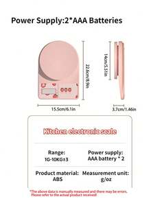 Precise Digital Kitchen Scale, Suitable For Cooking And Baking - Stylish Color Design, Easy-To-Read Display, AAA Battery Powered, Ideal For Recipe Preparation And Health Tracking, Kitchen Food Scale