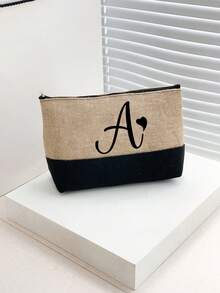 两件套女士沙滩手提包，配有可拆卸肩带，可定制A-Z字母，超大容量。肩带可根据个人喜好拆卸，包含化妆包和拉链小袋，可存放洗漱用品、零钱或文具。 - 彩色 - 查看 8