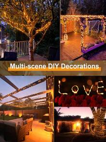 1pc Outdoor Waterproof Solar Powered Led String Lights With 8 Lighting Modes, Suitable For Festival Party, Garden Decoration, Available In Lengths Of 7m, 12m, 17m, 22m, 32m And Led Bulb Count Options Of 50, 100, 150, 200, And 300. Fall Decor Christmas Decor House Decor Outdoor Decor - Yellow - View 11