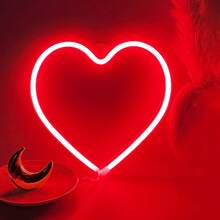 1pc Heart Shaped Neon Sign Light, Neon Heart Wall Decor, Home Decor, Holiday Decor, Battery Or USB Powered LED Neon Heart Light, Suitable For Birthday Party, Celebration, Proposal, Anniversary, Valentine's Day, Mother's Day, Halloween, Christmas And Other Holidays Decoration And Gift - White - View 20