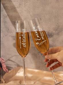 1/6/12pcs Customized Bridesmaid Champagne Glass, Single Champagne Glass Crystal Label Stickers, Personalized Champagne Glass Crystal Label Stickers