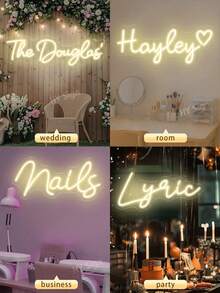 Custom LED Neon Light Christmas Decoration, Halloween Home Decor, Bedroom Wall Decor Light, Dimmable USB Neon Light Personalized Wedding Decoration Neon Sign, Easy To Install, Wall Decor Neon Sign - 2Line Neon Sign - View 8