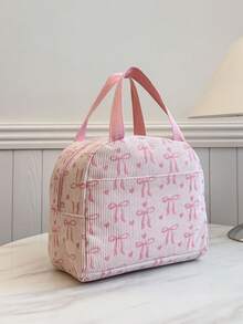 Portable Lunch Bag, Insulated Lunch Box, Bento Bag, Dinner Insulated Bag, Thickened Cute Lunch Fruit Bag For Students, Pink Leopard & Floral Lunch Bag, Women Lunch Box, School & Travel Insulated Lunch Bag, Waterproof Insulated Lunch Bag - Pink - View 5