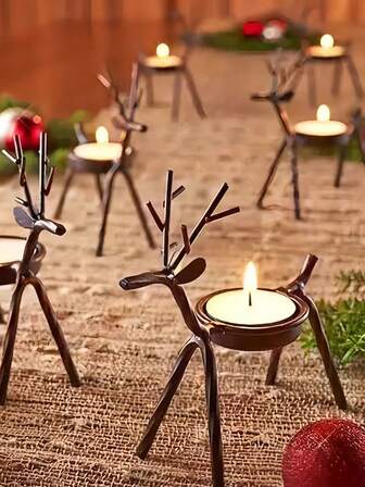 2 Stück/1 Stück Weihnachtskerzenständer, Rentier Kerzenständer Deko, kreative Eisen Hirsch Kerzenständer (Kerzen nicht enthalten), Weihnachtsparty Tischdeko, Geschenke für Familie und Freunde, Raumdekoration, Weihnachtsdekorationen Zuhause, Weihnachtsgeschenke, Weihnachtsdekoration