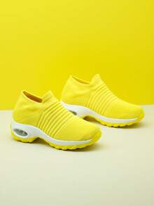 Damskie różowe, codzienne, amortyzowane, amortyzujące, wsuwane trampki dzianinowe, do tańca