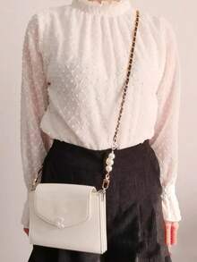 1pc Long Faux Pearl With Leather Crossbody Mobile Phone Chain, Metal Chain Lanyard Gifts For Mother, Family, Friends, Birthday, Holiday Phone Charm - Black - View 6