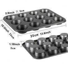 1 Set - 6/12/24 Cup Non-Stick Muffin And Cupcake Baking Pans - Durable Carbon Steel, Easy Release, Suitable For Baking Trays, Also For Brownies. Essential For Kitchen Oven Safety.