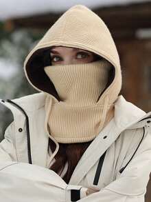 1顶男女通用秋冬季保暖内衬拉法帽，保暖针织帽，可水洗滑雪面罩，适合日常佩戴