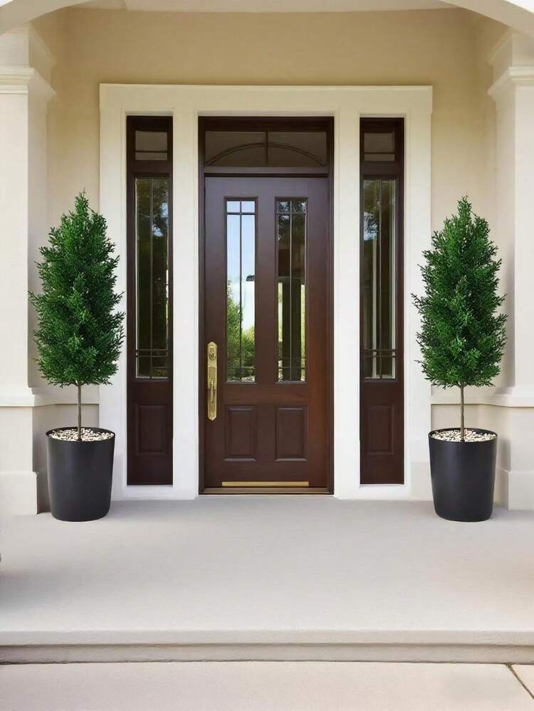 1pc Artificial Plant, Artificial Tree, Juniper, Potted, Artificial Greenery, Juniper Leaves, Excluding Planter, Home Decor, Outdoor Decor, Garden Potted, Floral Arrangement, Landscape Decoration, Christmas Decor, Room Decor, Christmas - Dark Green - View 5