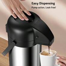 Airpot Coffee Carafe Keeping Hot - 102 OZ 3L Large Coffee Dispenser With Pump - Insulated Stainless Steel Urn Hot Drinks Tea Chocolate - Thermal Beverage Dispenser Parties - 不銹鋼 + 64 盎司 - 查看 4