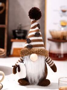 1pc Christmas Decor/Coffee Table Ornament Khaki Faceless Doll Gnome Figurine/Home Decoration - Multicolor - View 9