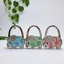 Chic Elephant Shaped Handbag Hook With Floral Pattern, Versatile Bag Hanger For Travel, Office, And Home - Cute, Organizer For Handbags, Purses, Totes, And Backpacks; Eye-Catching Accent Accessory For Spring Wardrobe Refresh; Perfect Gift Idea For Valentine's Day And Everyday Style Enthusiasts; Lightweight Metal Construction With Strong Load Support - Multicolor - View 9