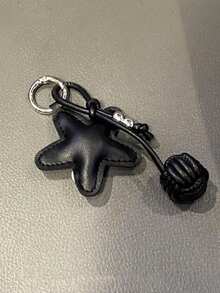 1PC Five-Pointed Star Key Chain, Star Shaped Keychain, Handmade Pentagrams Pendant Key Chain, Leather Star Pendant Versatile Bag Charm Phone Case Camera Key Chain, Leather Pentagram Woven Ball Pendant Christmas Gift