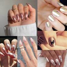 Aimall Chrome Nail Powder Set: 6 Colors Metallic Gold Chrome Nail Powder Mirror Effect Holographic Chameleon Pigment Chrome Powder For Gel Nails Manicure Nail Glitter Dust For Nail Art Decorations - 06 - View 10