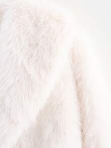 HH Women Solid Faux Fur Jackets Long Sleeves For Warmth Winter Coat Female Fashion Turn-Down Collar Loose Casual Outerwear - White - View 5