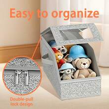 A Stackable Hat Storage Box, Suitable For 12 Baseball Caps - Sturdy Fabric And Cardboard Organizer With A Transparent Window, A Space-Saving Wardrobe Storage Box For Both Men And Women With A Decorative Design, In Gray, With A Neutral Appearance