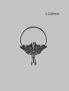 1PC Punk Retro Many Style Nose Stud Bat/Skull/Lizard/Two Dragons Cross Black Oil Drip Hinger Septum Nose Ring Stainless Steel Ear Tragus Cartilage Daith Helix Earring Unisex Gift - Steel - View 14