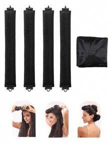 3/4/5Pcs Hair Rollers Set, Satin Heatless Curling Set - Hair Rollers, Headband Hair Curlers & Hot Rollers, To Sleep In, High Resilience Rubber Filling, Softer ,Hair Styling Tools