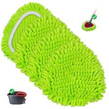 4 Pack Reusable Spin Mop Replacement Head, Mop Heads Replacements Compatible With O-Cedar Easy Wring 1-Tank System, Mop Replace Head For Dry/Wet Use, Washable Chenille Dust Mop Refills For Floor Cleaning - màu xanh lá - Xem 9