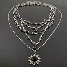 1 buc colier multistrat pentru femei, lanț elegant de claviculă de lux, colier choker cu floarea soarelui, bijuterii, potrivit pentru petrecere, întâlnire, cadou pentru prieteni